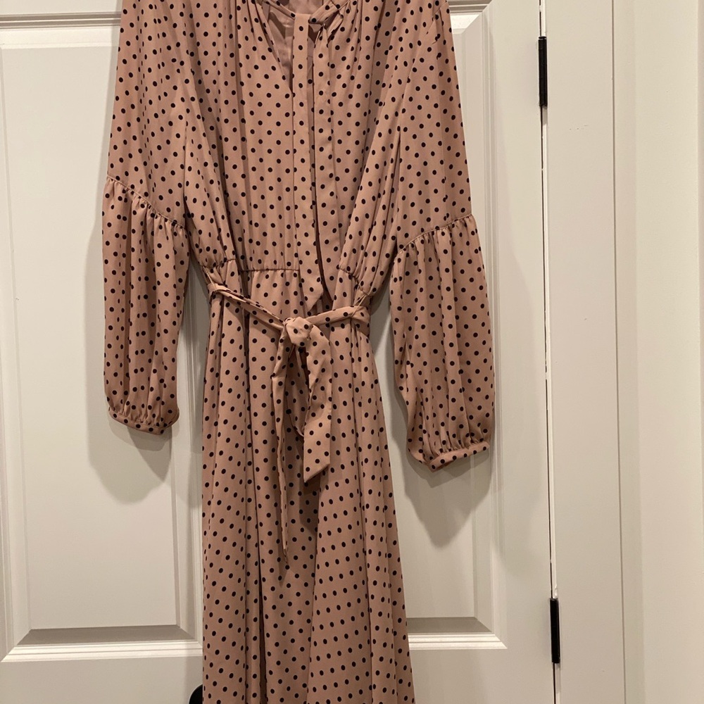 Polka Dot Tie-Waist Dress